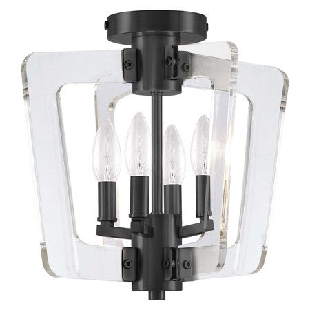 Dainolite 4Lt Semi-Flush, Mb Finish W/ Acrylic Arms CWR-144SF-MB-CLR